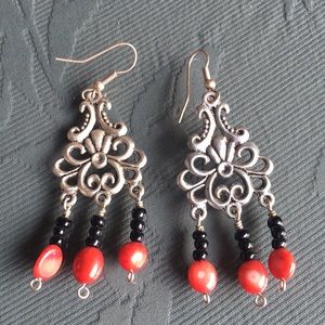 Red coral earrings